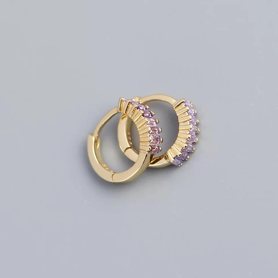 Silver and Gold Colourful Huggie Earrings