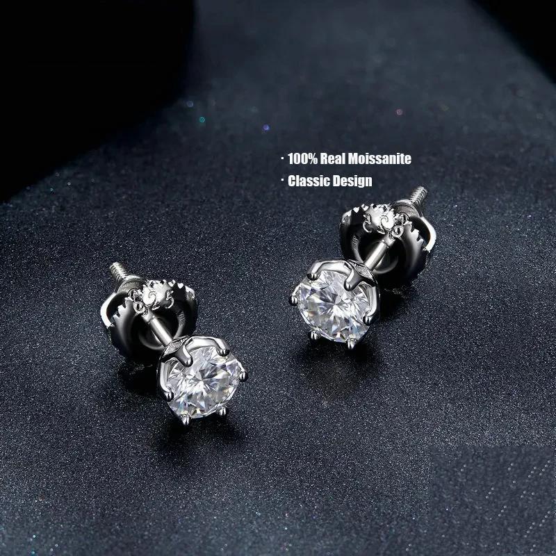 Moissanite Stud Earrings In Gold And Silver