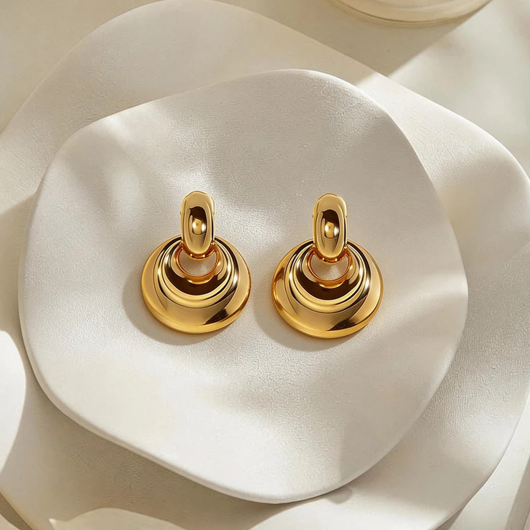Sculpted Layer Gold Earrings