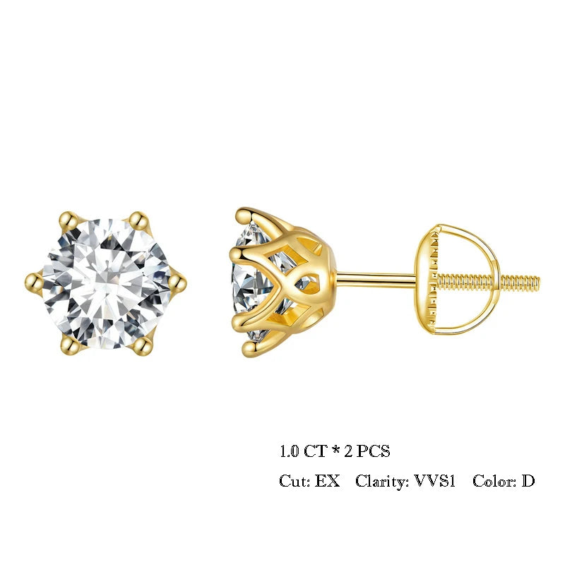 Moissanite Stud Earrings In Gold And Silver