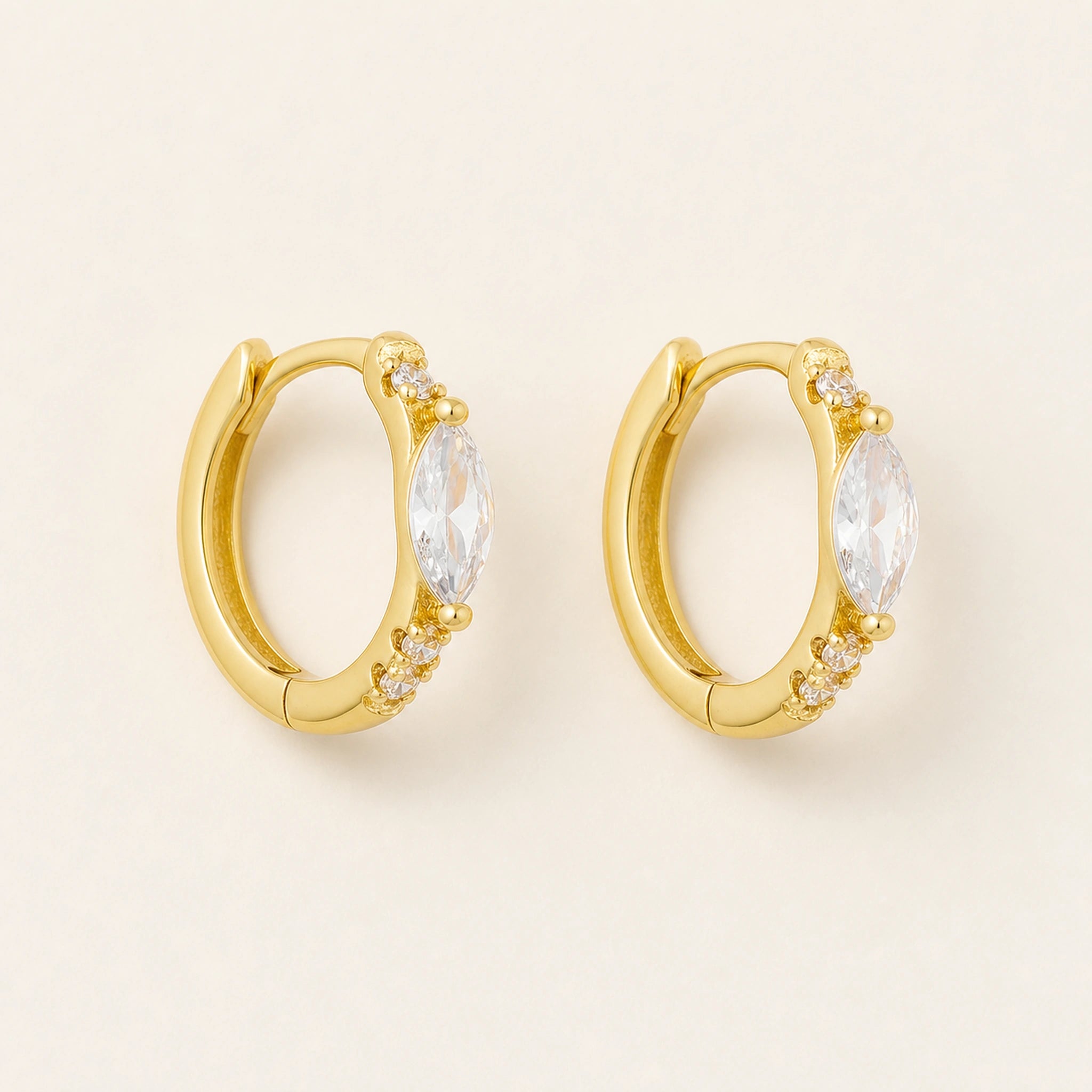 Aurelia Marquise Huggie Earrings – 14K Gold Plated