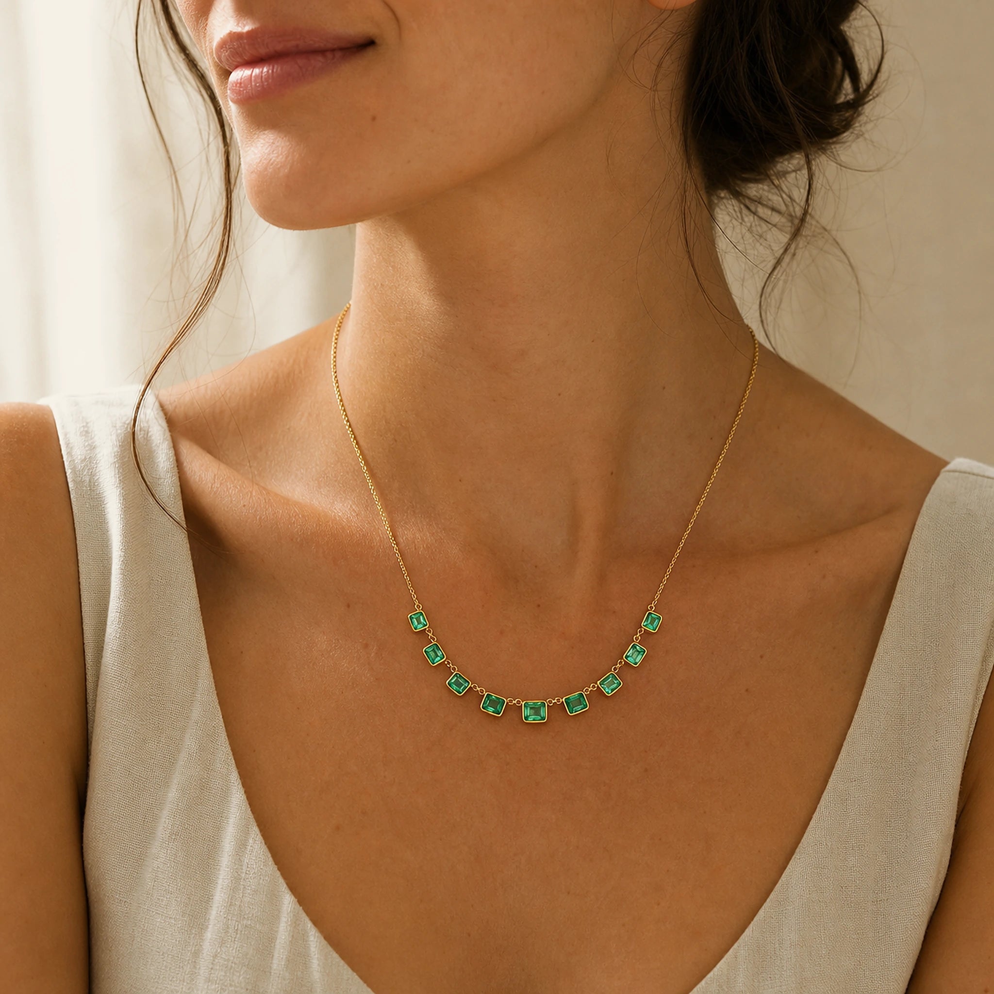 Elara Emerald CZ Necklace