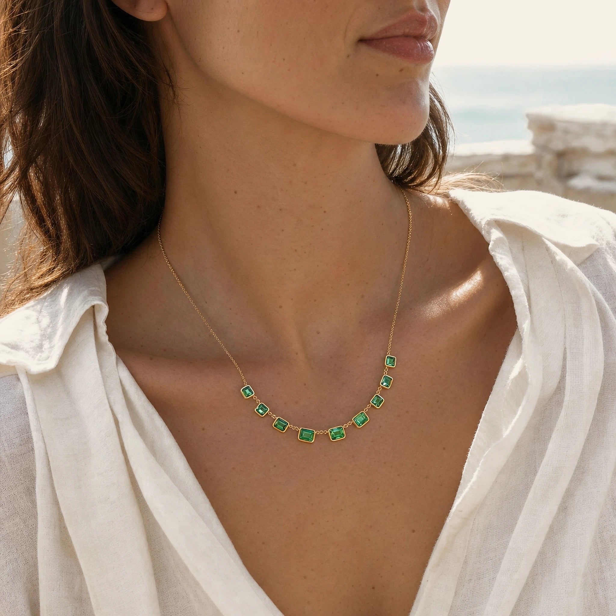 Elara Emerald CZ Necklace