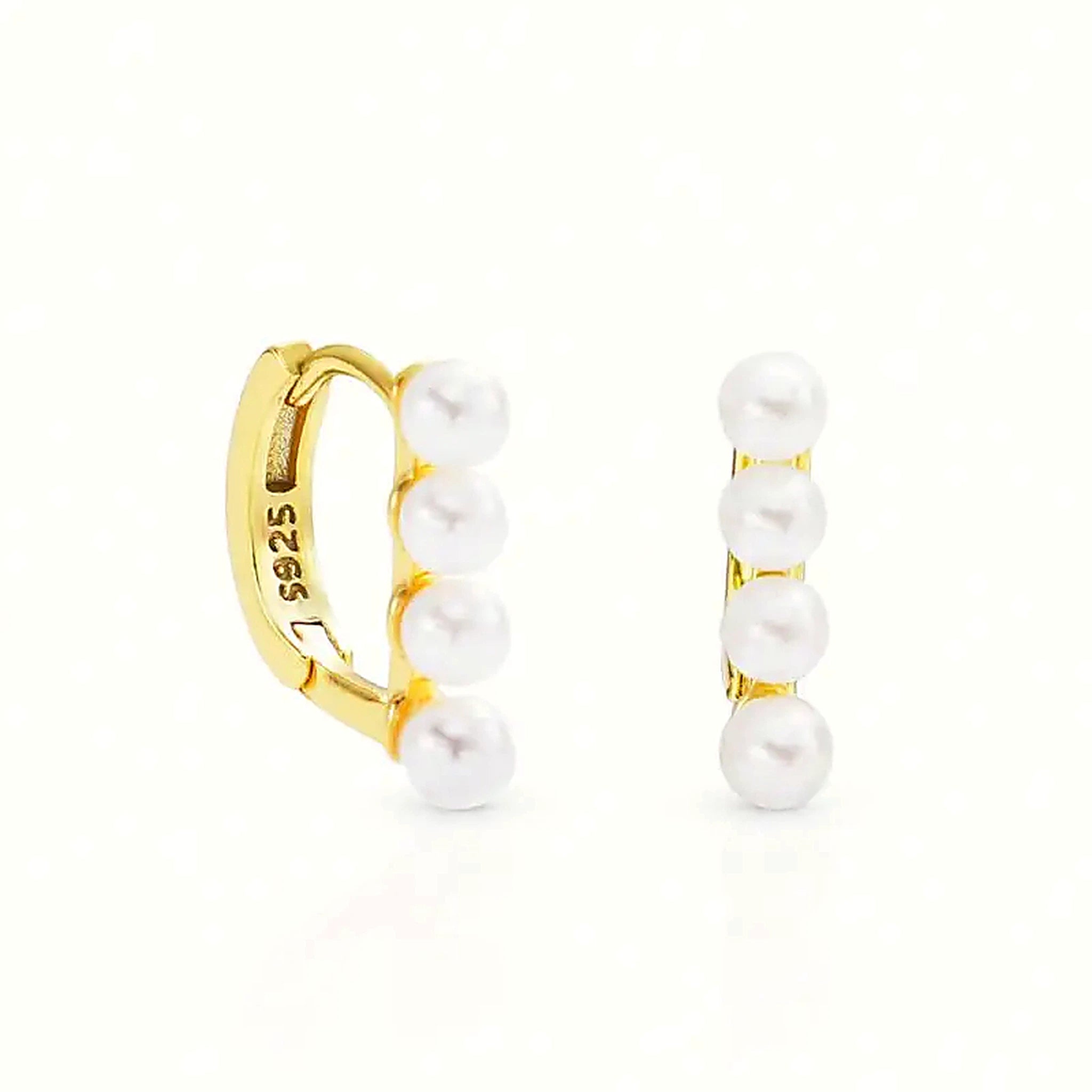 Mirelle Pearl Row Huggie Earrings