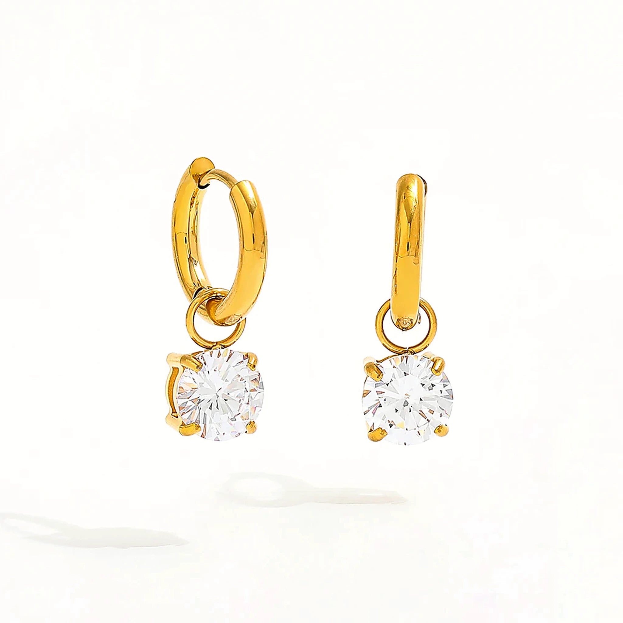 Noelle Solitaire Drop Huggie Earrings
