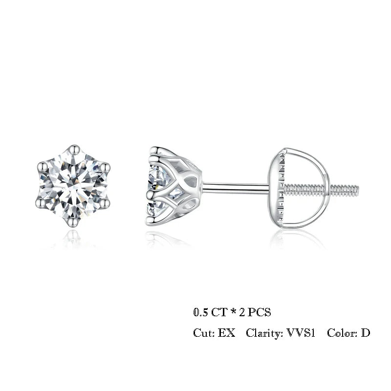Moissanite Stud Earrings In Gold And Silver