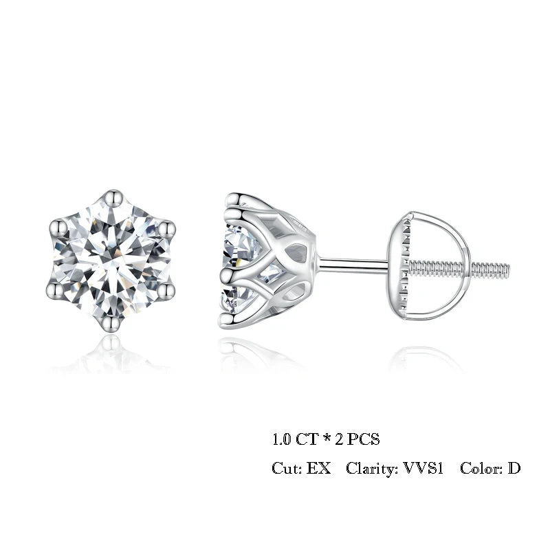 Moissanite Stud Earrings In Gold And Silver