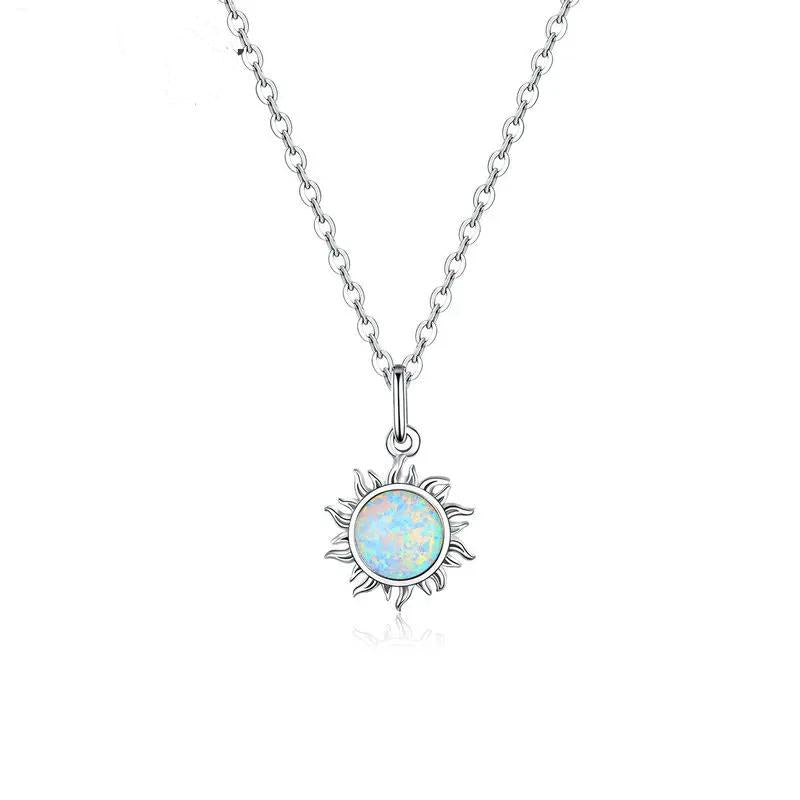 Opal Sun Necklace Gold And Silver