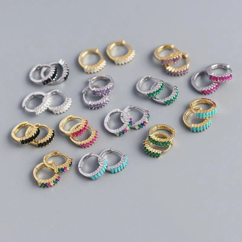 Silver and Gold Colourful Huggie Earrings