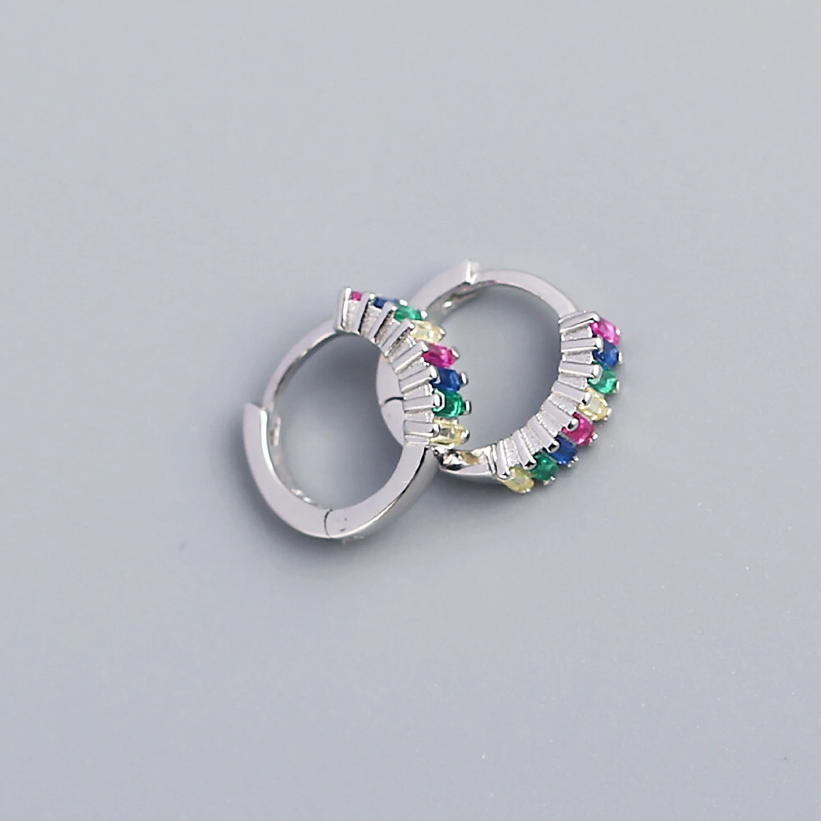 Silver and Gold Colourful Huggie Earrings