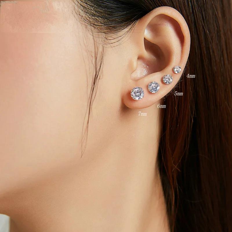 Elegant Silver Diamond Stud Earrings