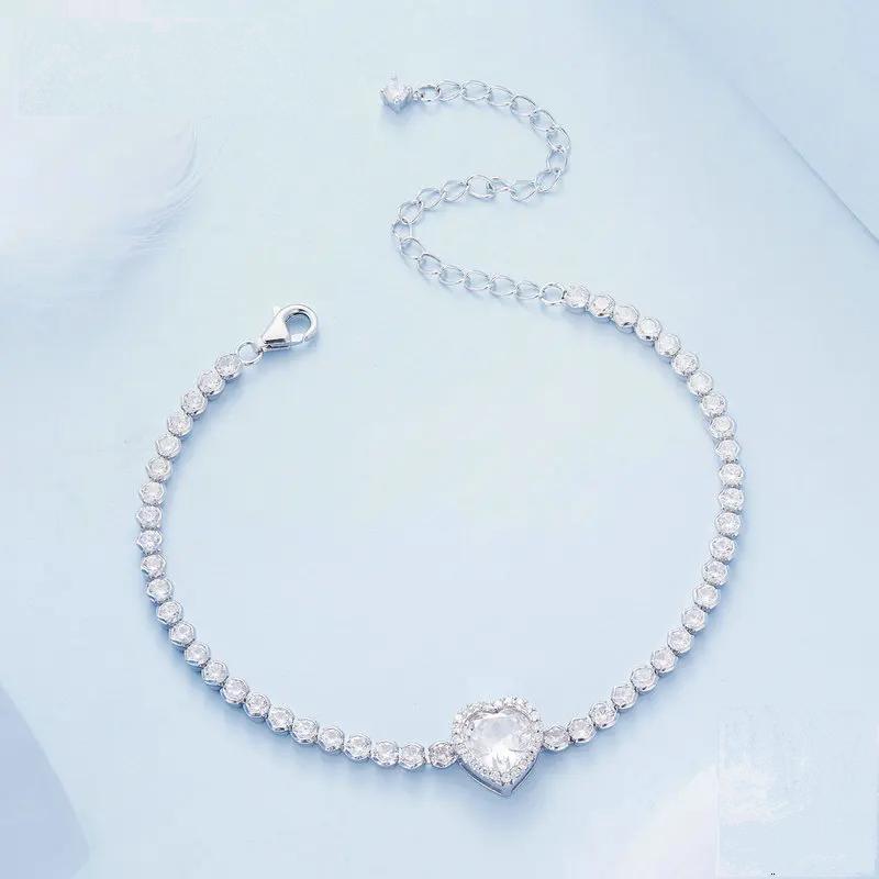 Heart Tennis Bracelet Silver