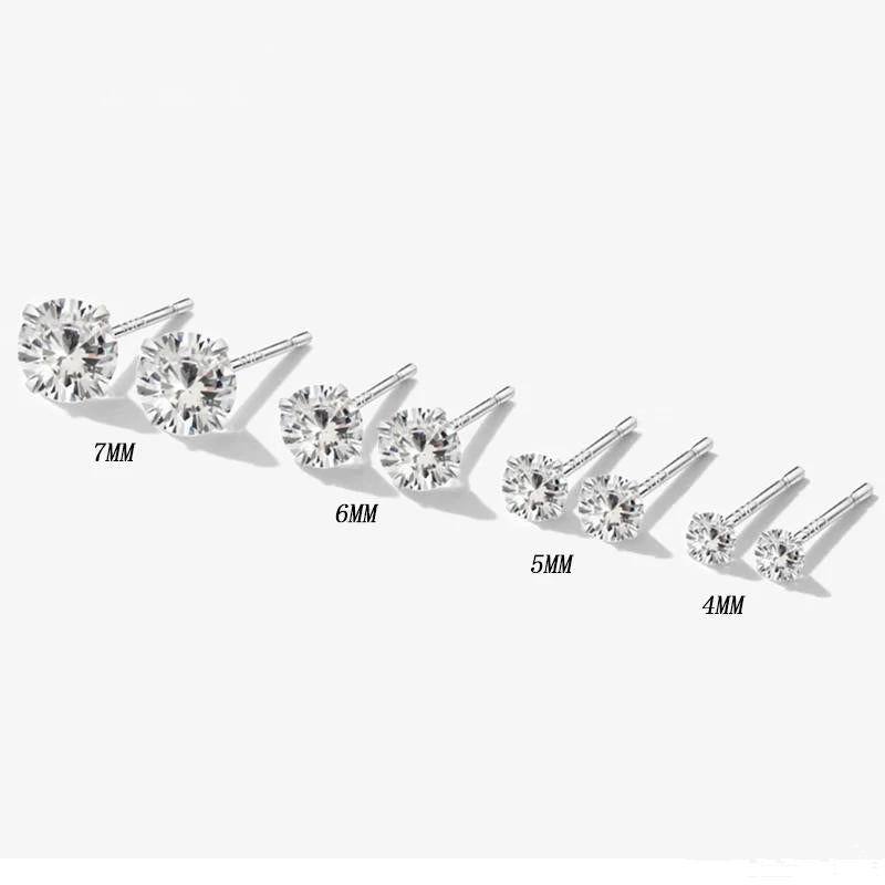 Elegant Silver Diamond Stud Earrings