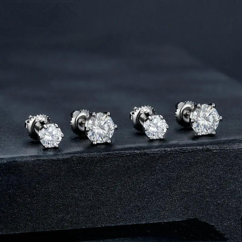 Moissanite Stud Earrings In Gold And Silver