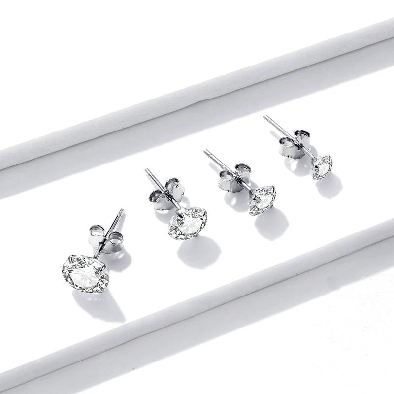 Elegant Silver Diamond Stud Earrings