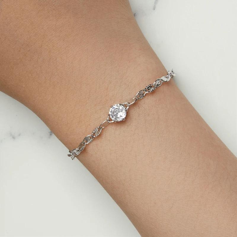 Sterling Silver Round Zircon Bracelet