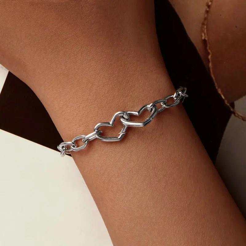 Double Heart Bracelet Silver