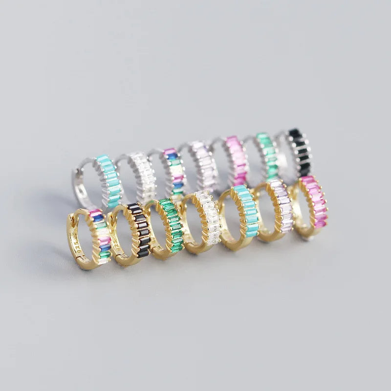 Silver and Gold Colourful Huggie Earrings