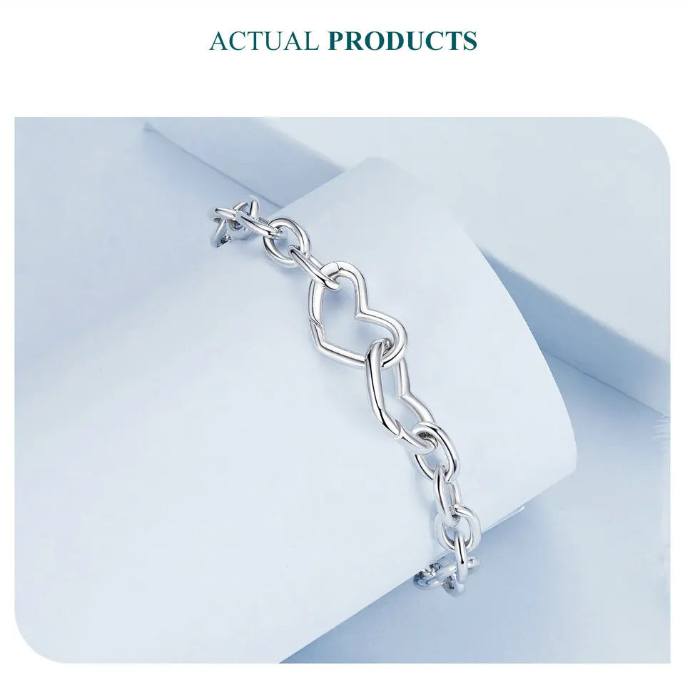 Double Heart Bracelet Silver