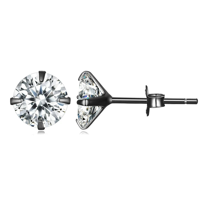 Elegant Silver Diamond Stud Earrings