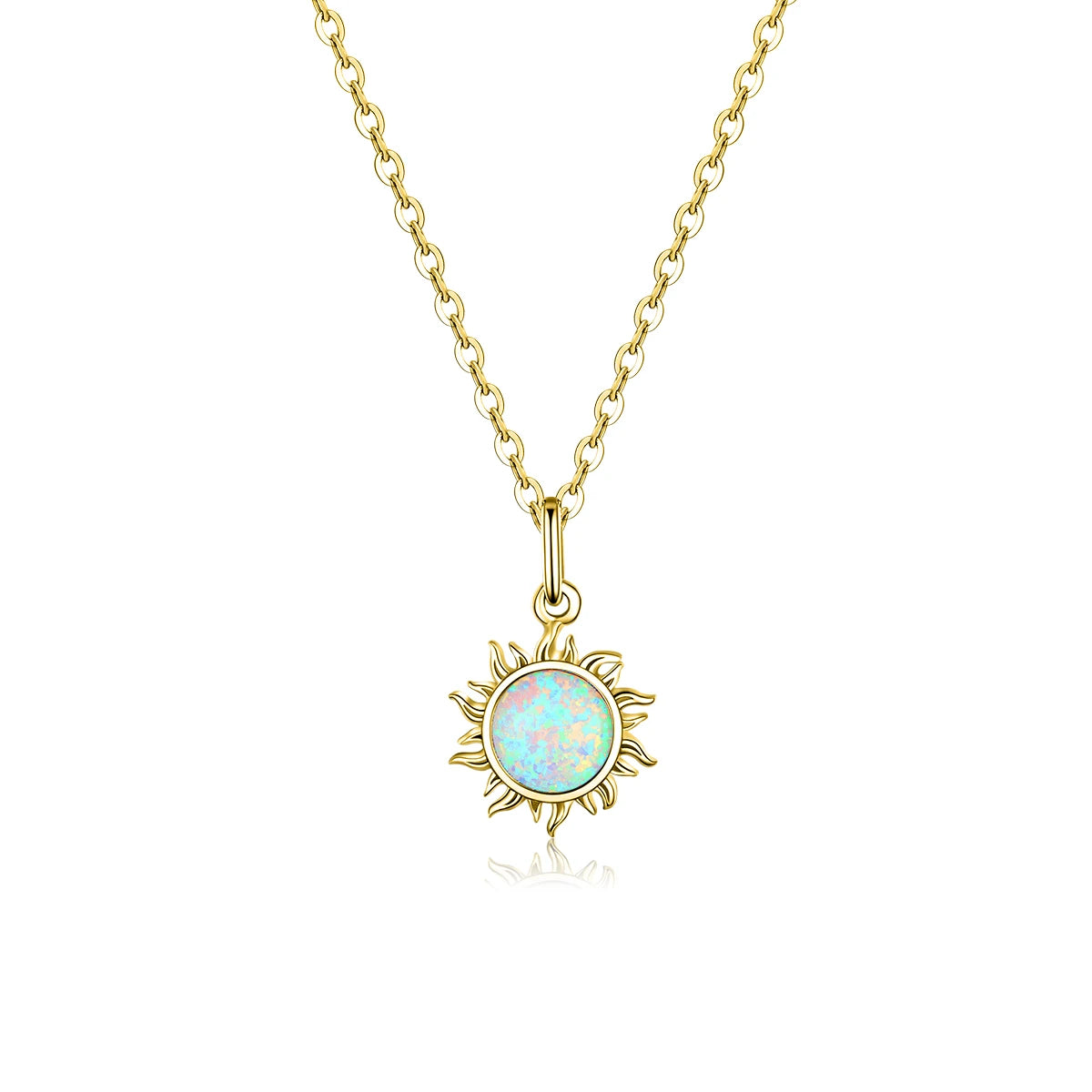 Opal Sun Necklace Gold And Silver