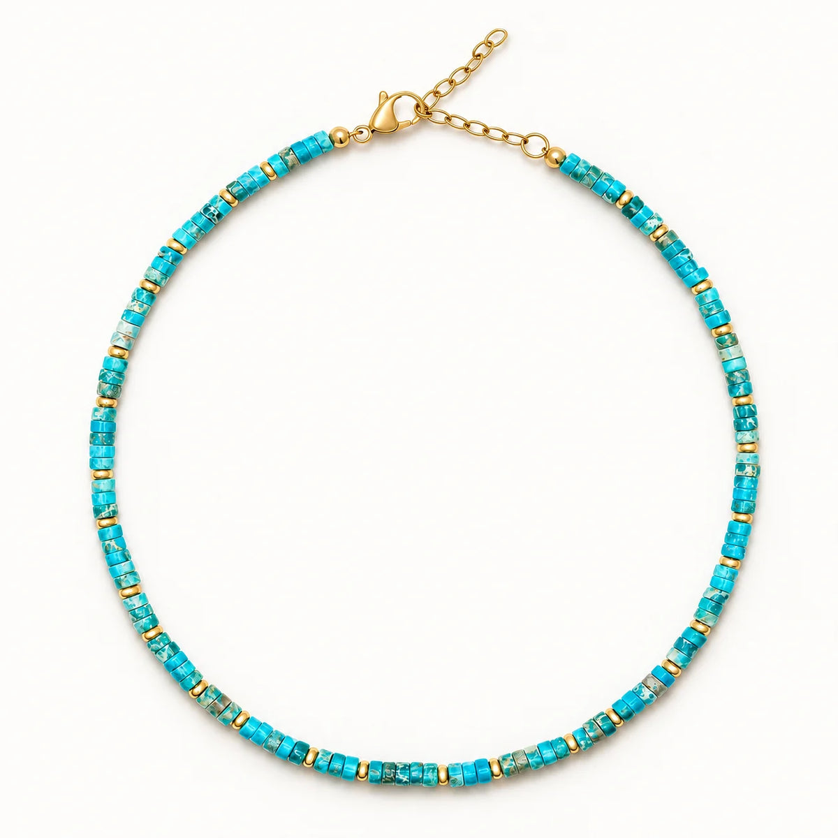Talia turquoise-tone beaded choker with gold-tone spacers