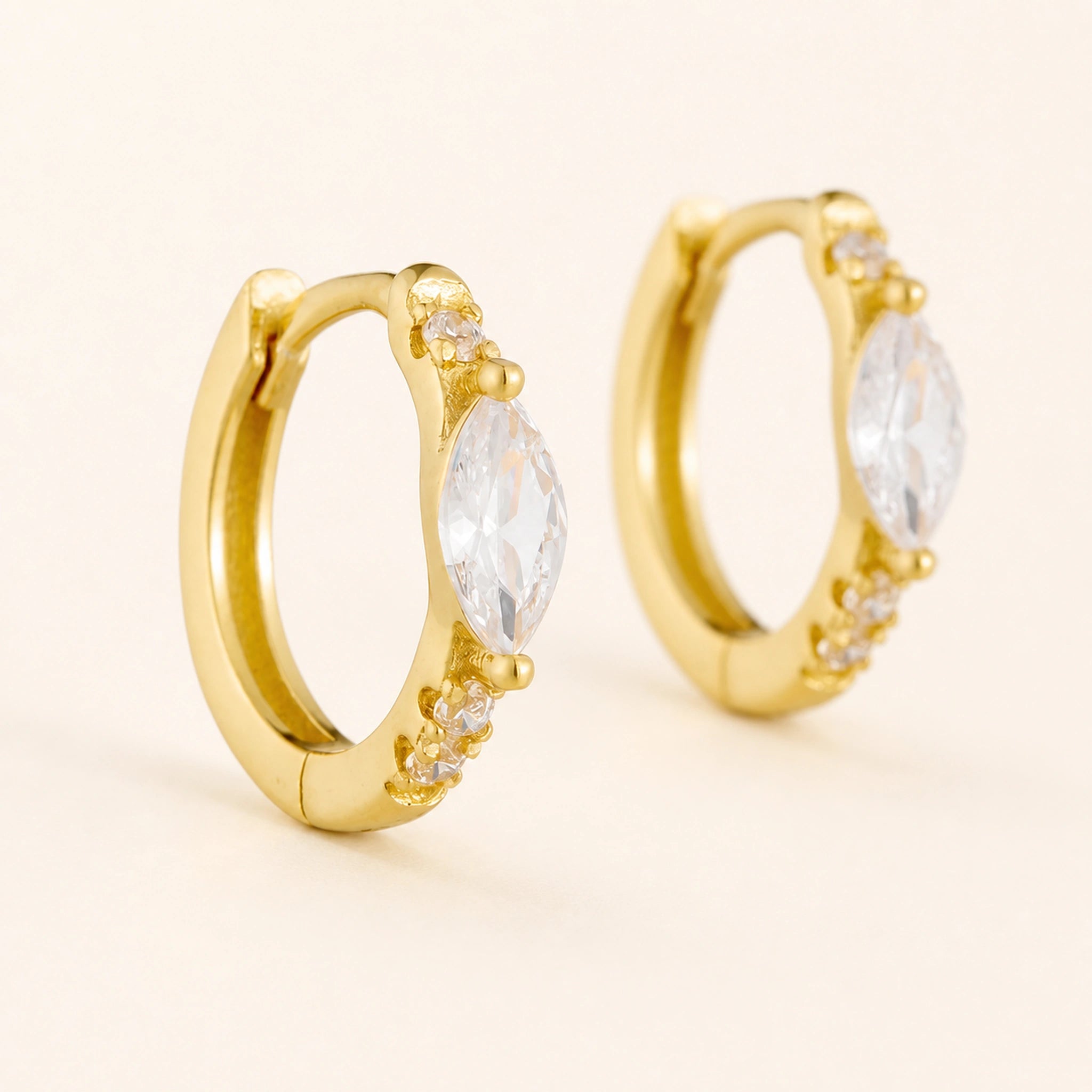 Aurelia Marquise Huggie Earrings – 14K Gold Plated
