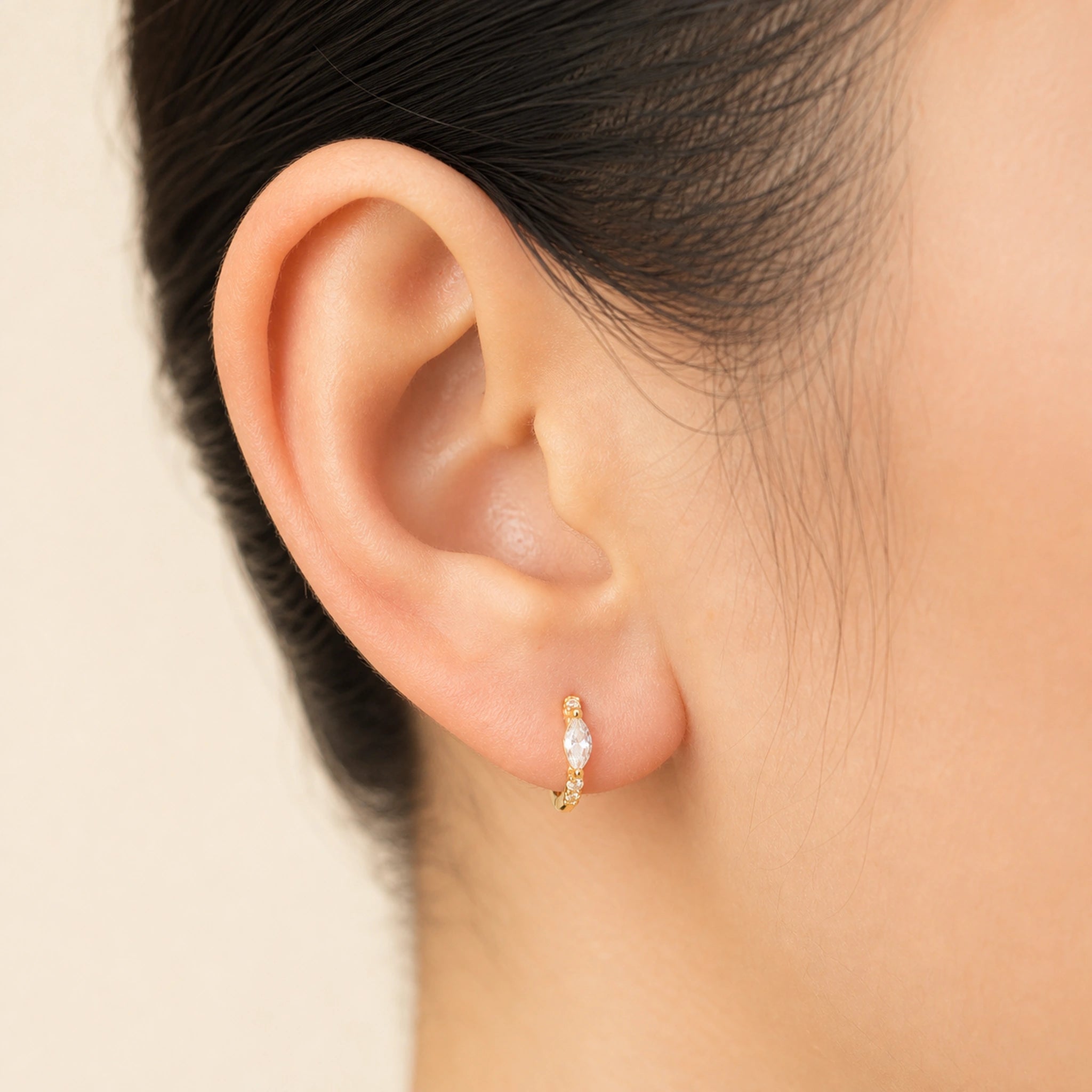 Aurelia Marquise Huggie Earrings – 14K Gold Plated