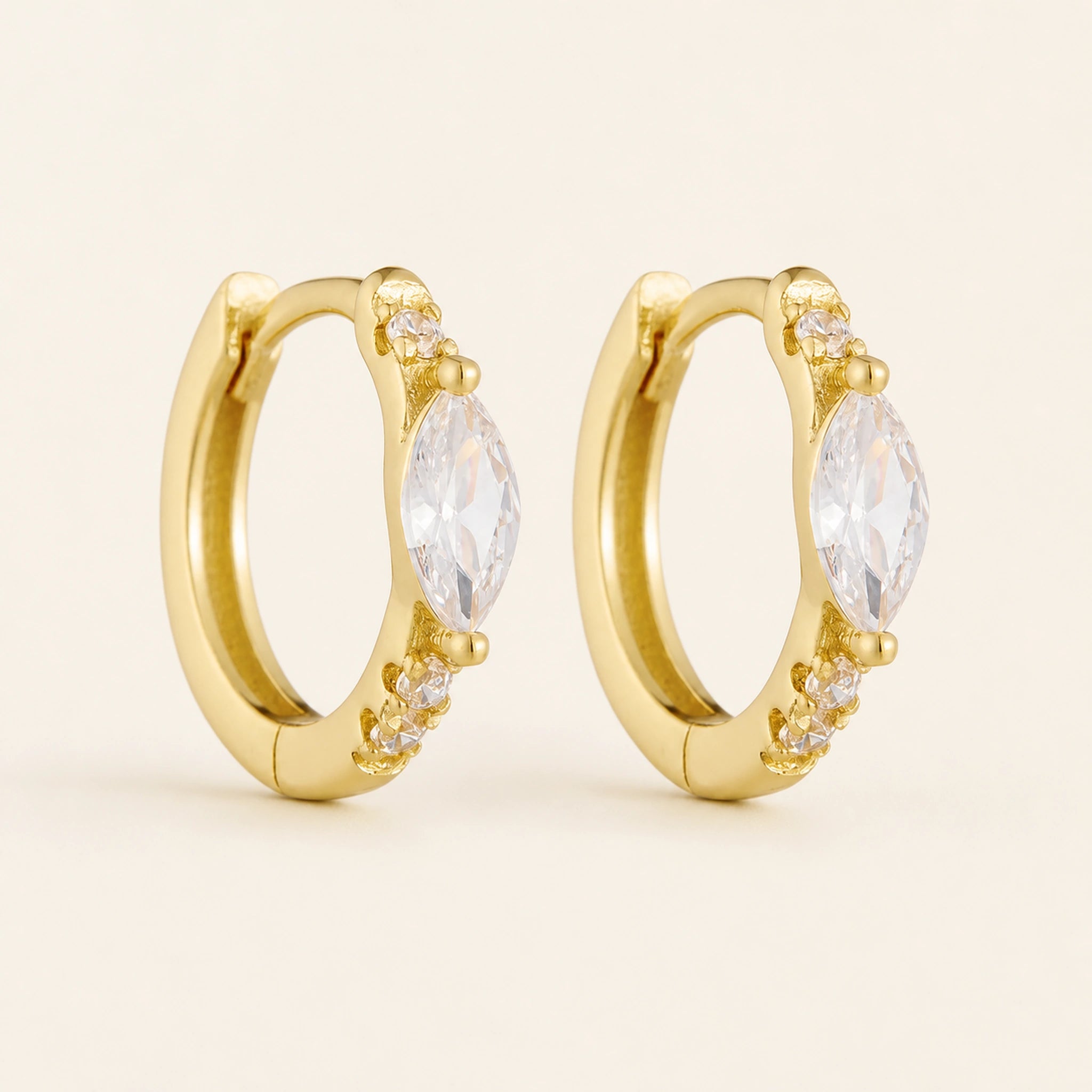 Aurelia Marquise Huggie Earrings – 14K Gold Plated