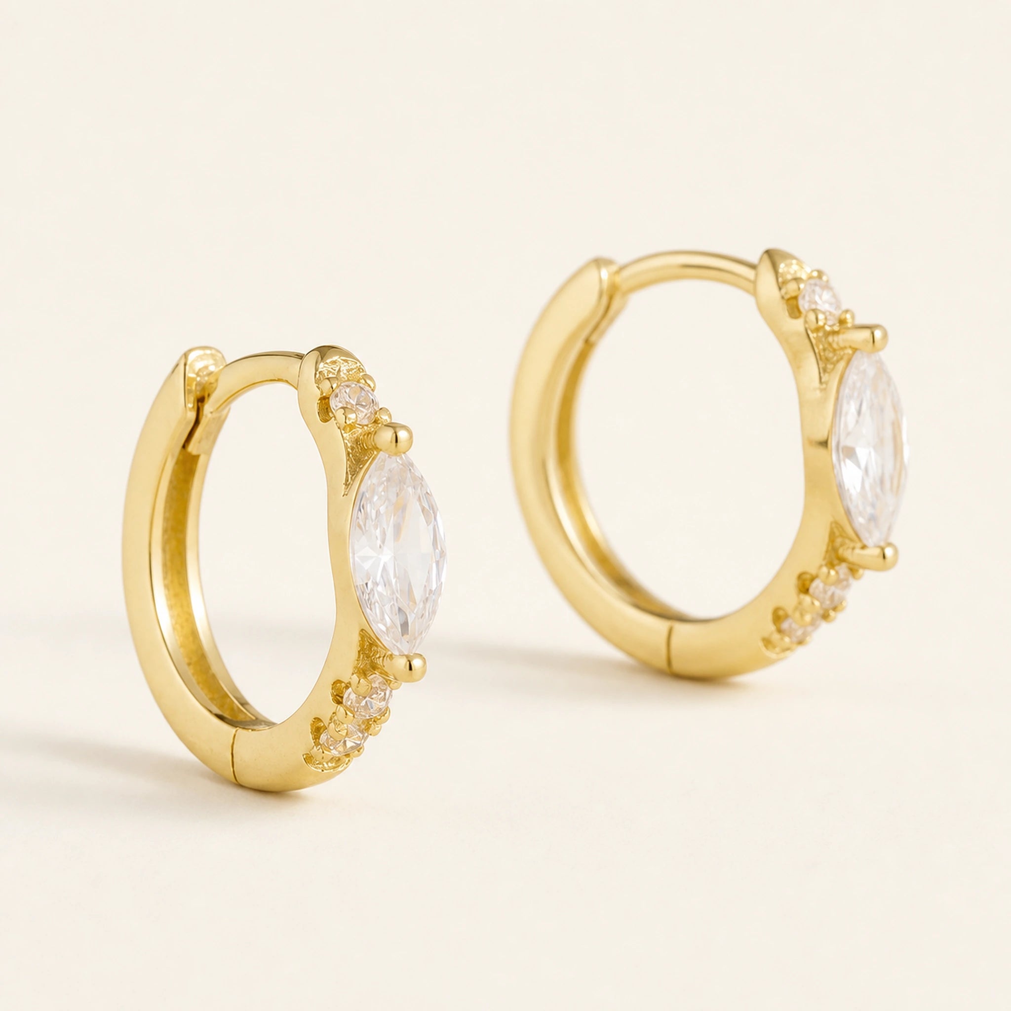 Aurelia Marquise Huggie Earrings – 14K Gold Plated