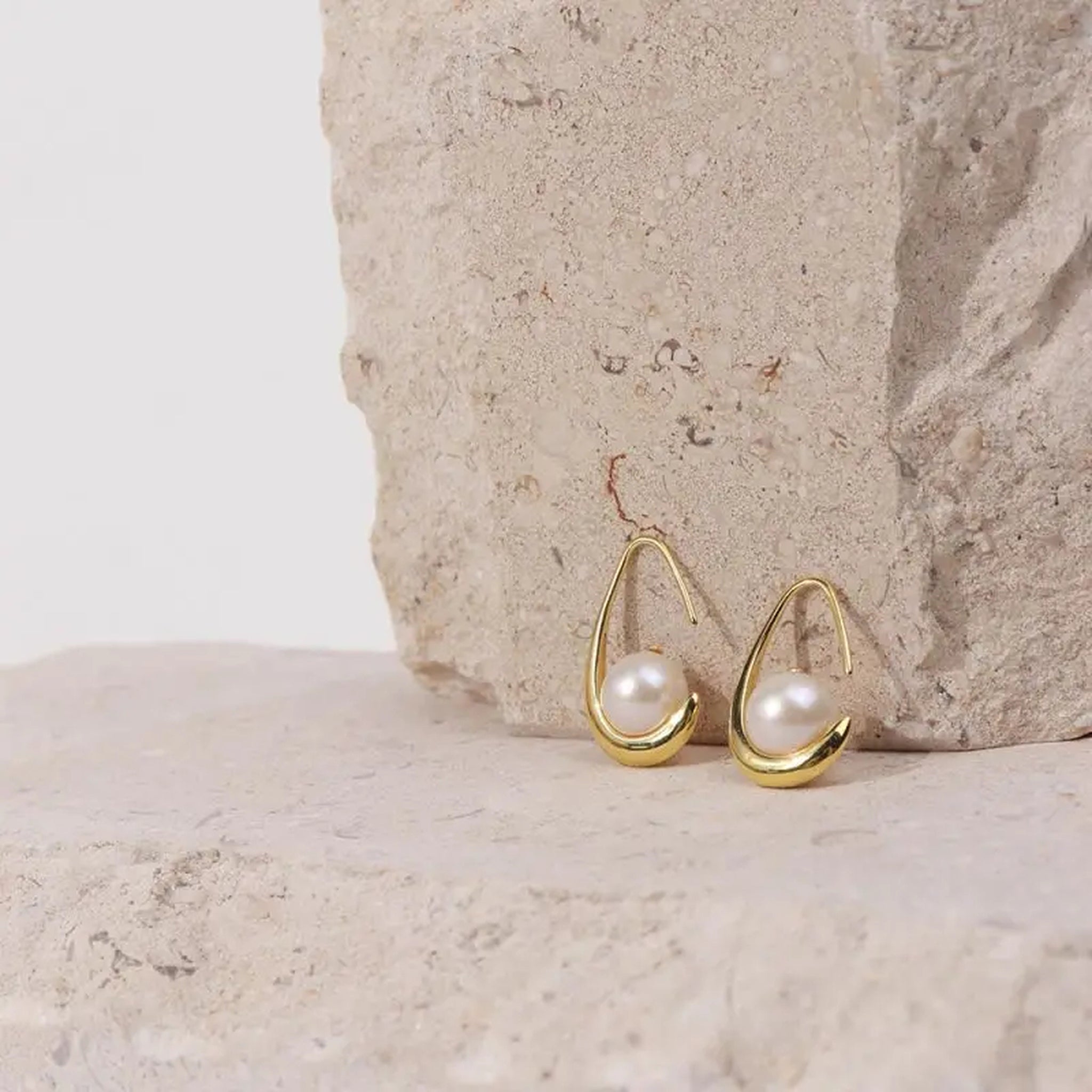 Selene Baroque Pearl Cradle Earrings – Gold-Plated Sterling Silver