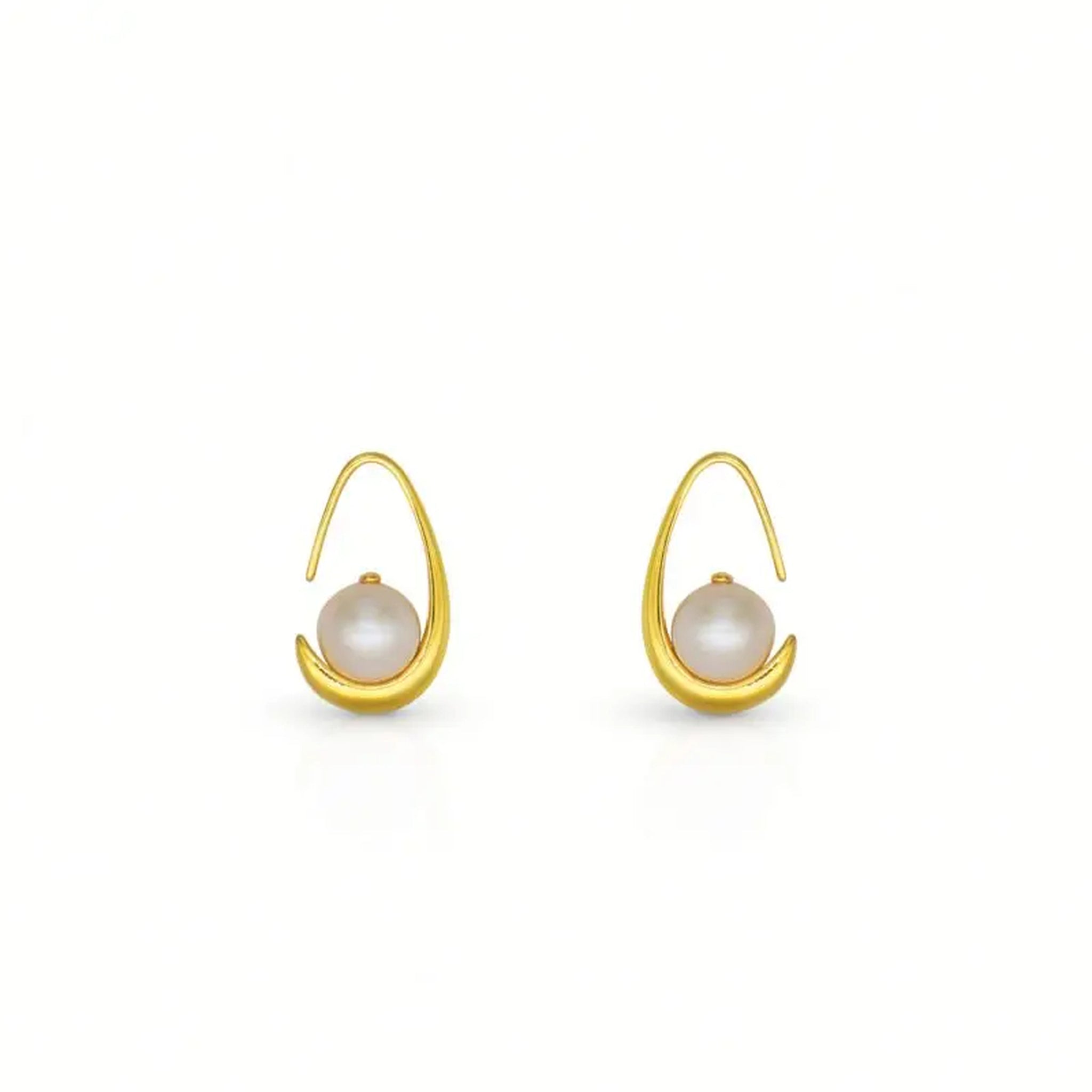 Selene Baroque Pearl Cradle Earrings – Gold-Plated Sterling Silver