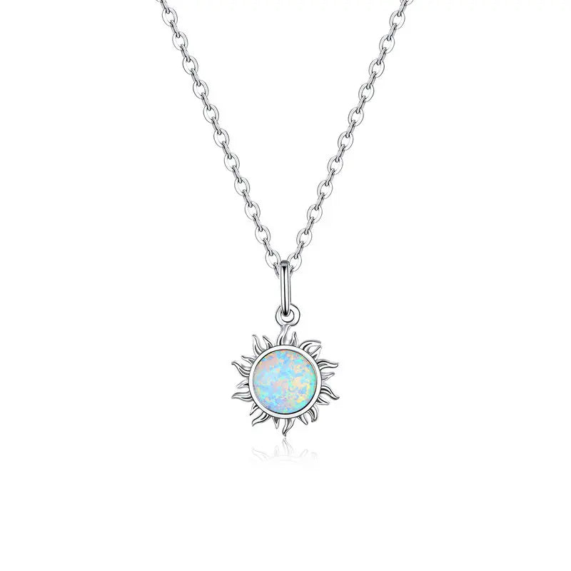 Opal Sun Necklace Gold And Silver