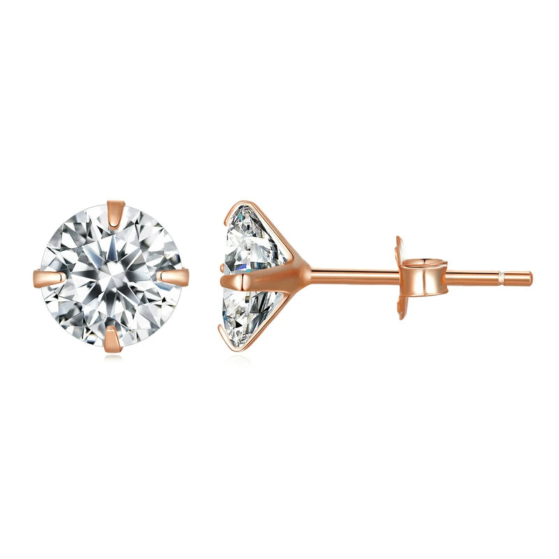 Elegant Silver Diamond Stud Earrings