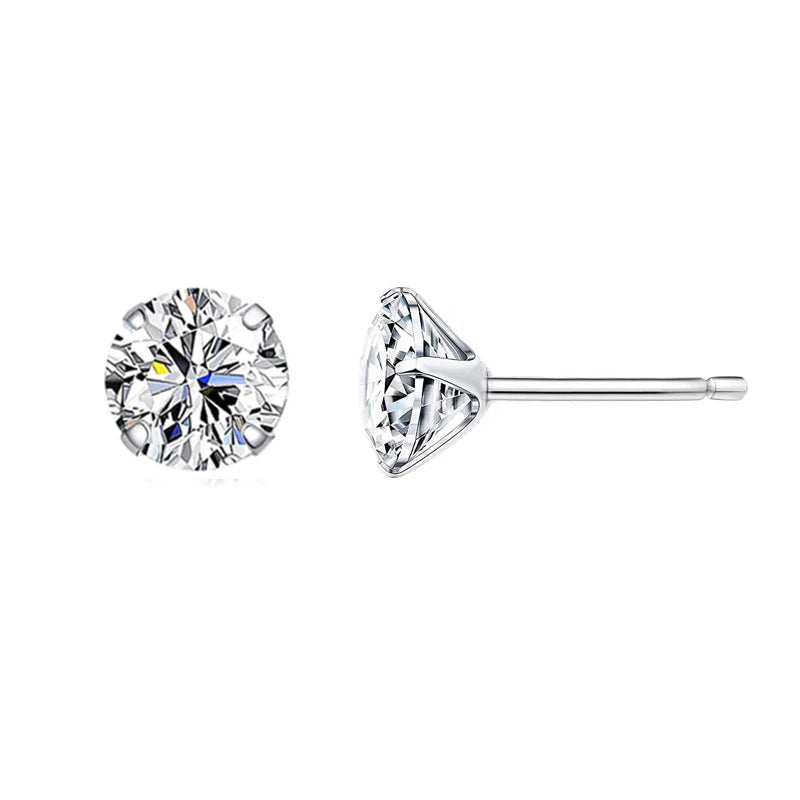 Elegant Silver Diamond Stud Earrings