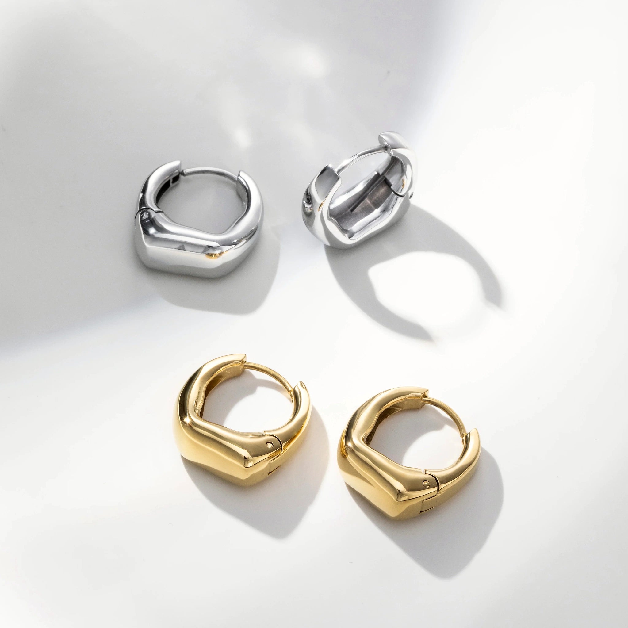 Vale Irregular Square Huggie Earrings