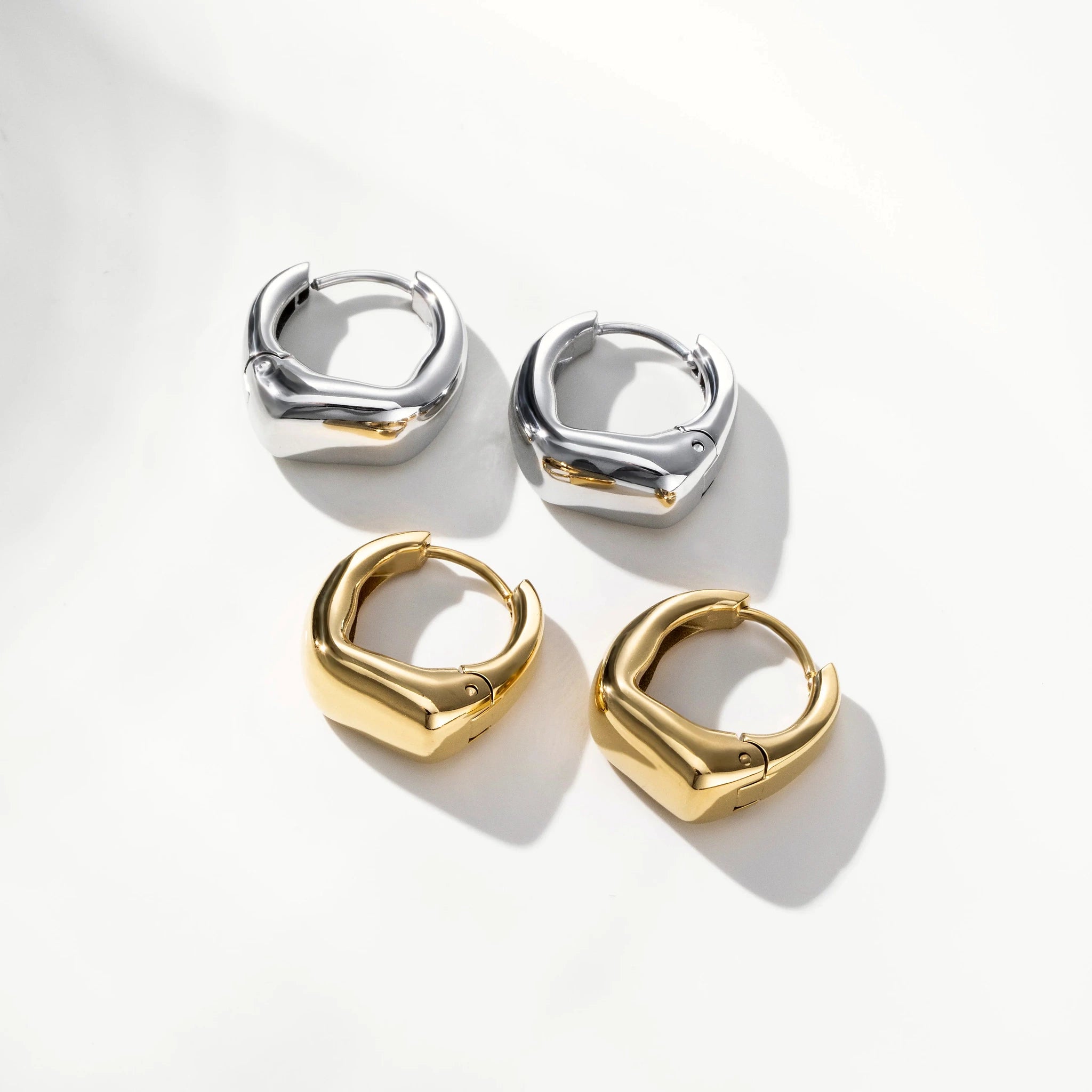 Vale Irregular Square Huggie Earrings