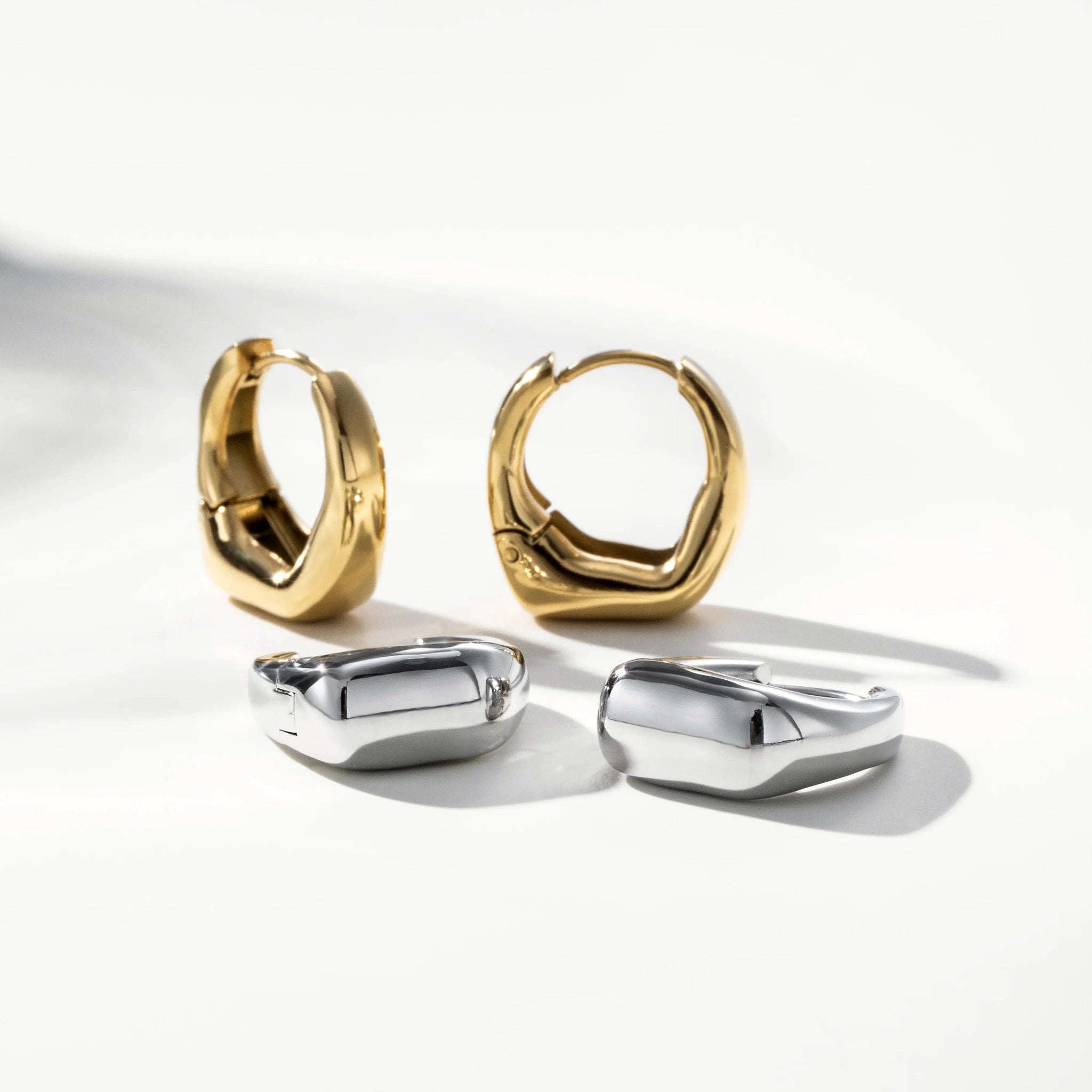 Vale Irregular Square Huggie Earrings